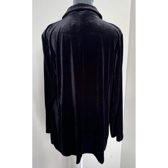 J Jill Wearever Black Velvet Knit Blazer L Classic Whimsigoth Old Money Glam - Picture 12 of 16